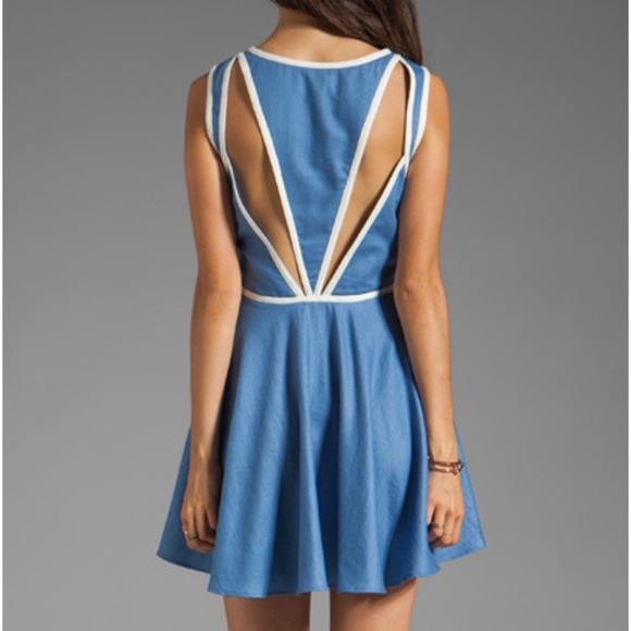 Keepsake Never Miss A Beat Denim Cutout Mini Dress - Picture 2 of 3
